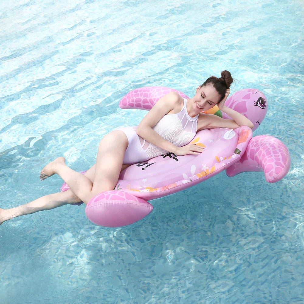 High Quality Custom Design Inflatable Pool Float Pink Turtle Pool Lounger Float Swimming Pool Float for Adults
