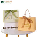 KAKA Custom Logo Luxury Paper Gift Bag with Ribbon Bow Elegant Gold Stamping Packaging Bag for Wedding & Boutique