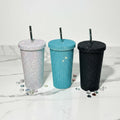2026 Fashion Style Thermos 304 Stainless Steel Straw Cup Vacuum Insulated Coffee & Water Cup with Rhinestones for Food Car Cup