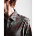 Imperio Shop Imp9019 Toasted Brown Blue Gold Pattern Contemporary Fashion Men's Slim Fit Breathable Autumn Fantasy Full Shirt