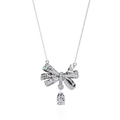 Light Luxury Fine Jewelry Women 10K 14K 18K Gold Sterling Silver PT950 Bow Natural Diamond Classic Style Brilliant Cut Necklace