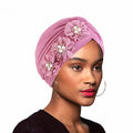 Three Flower Pleated Turban Hat Indian Hat Muslim Ethnic Hat