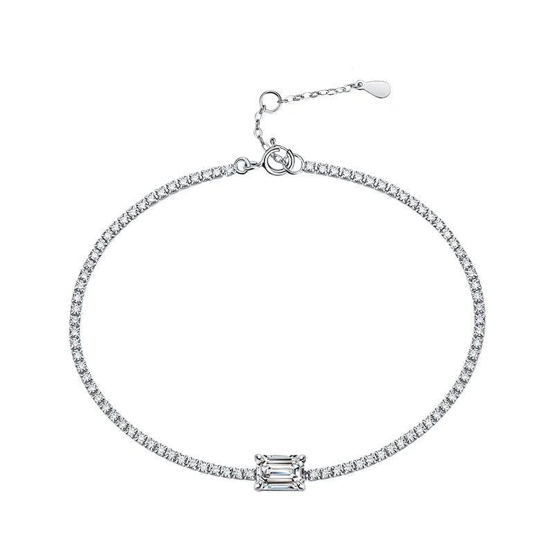 XRD010 Luxury Minimalist Rectangular Redion Cut 1CT Moissanite Diamond Tennis Bracelet for Women Men Fine Jewelry Adjustable