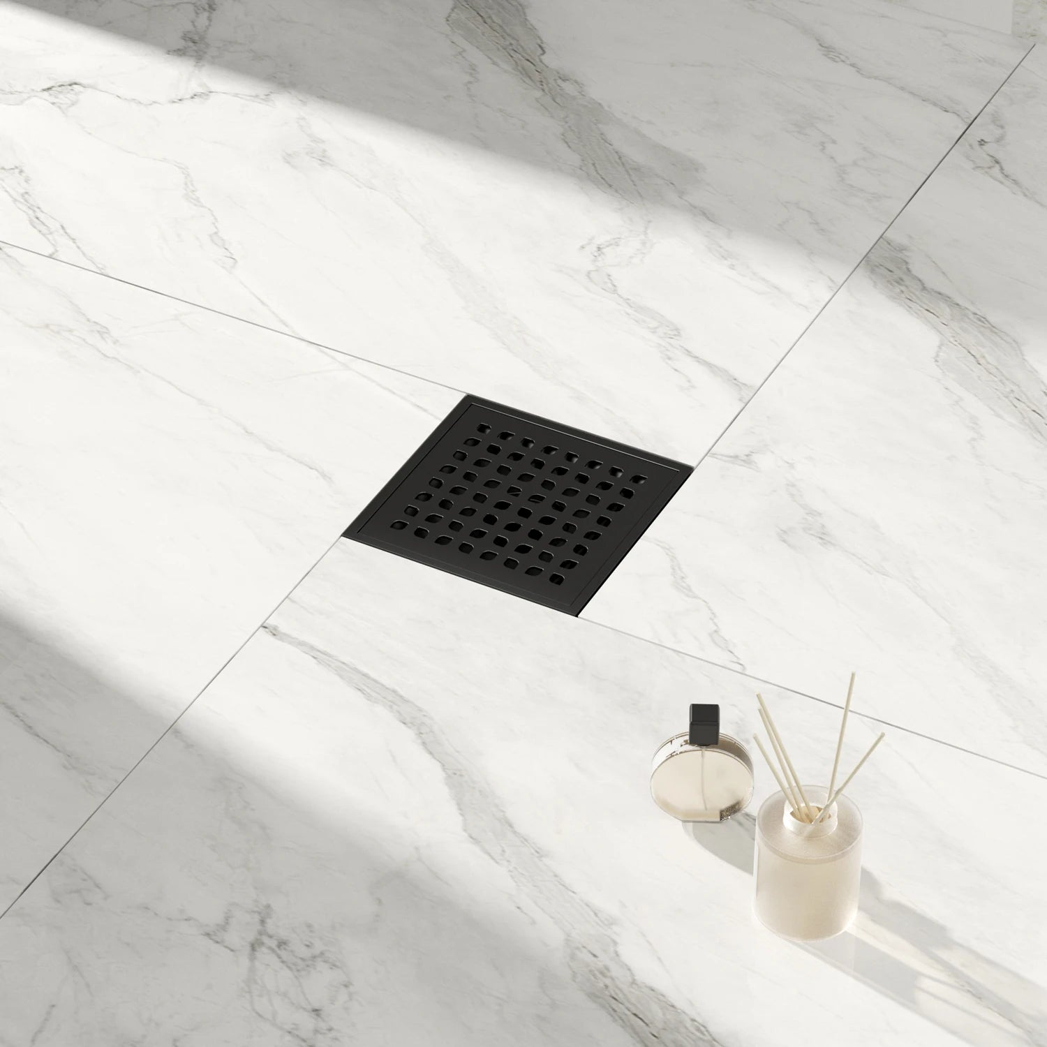 NEODRAIN US Warehouse Stock 6x6" Square Stainless Steel Black Shower Drain Floor Drain with Integrated Flange