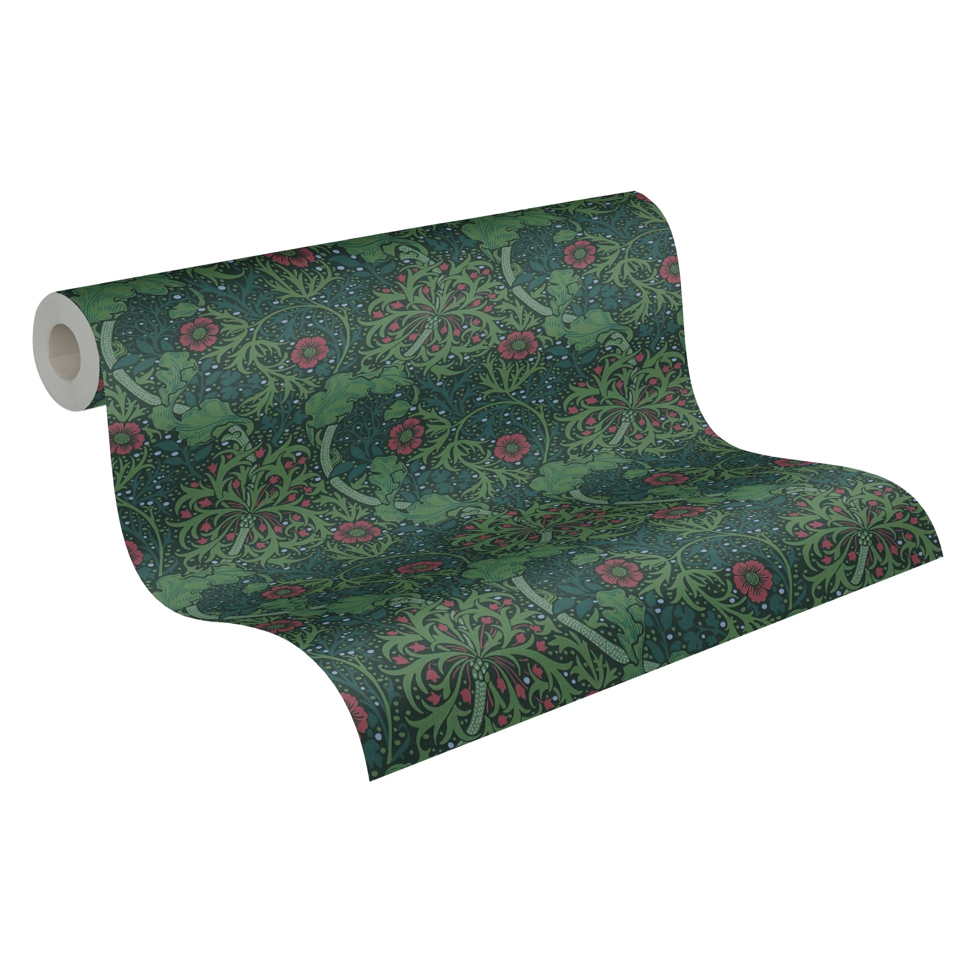 Made in Germany - Luxury Wallpaper rolls Flowers Green Black Red Non Woven Contract Wallpaper Floral - 1005 x 053 m