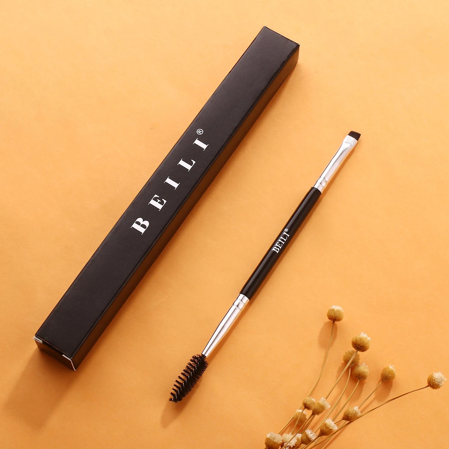 Luxury Soft Durable Double Ended Spiral Angle Makeup Brush Super Thin Flat Eyelash Eyebrow Synthetic Detail Makeup Brush