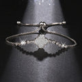 Wholesale Cubic Zirconia Crystal Women Wedding Bridal Charm Clover Bracelet Adjustable