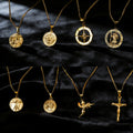 Fashion Jewelry North Star Compass Crucifix Necklace Vintage Christian Religious Stainless Steel Cross Pendant Necklace for Men