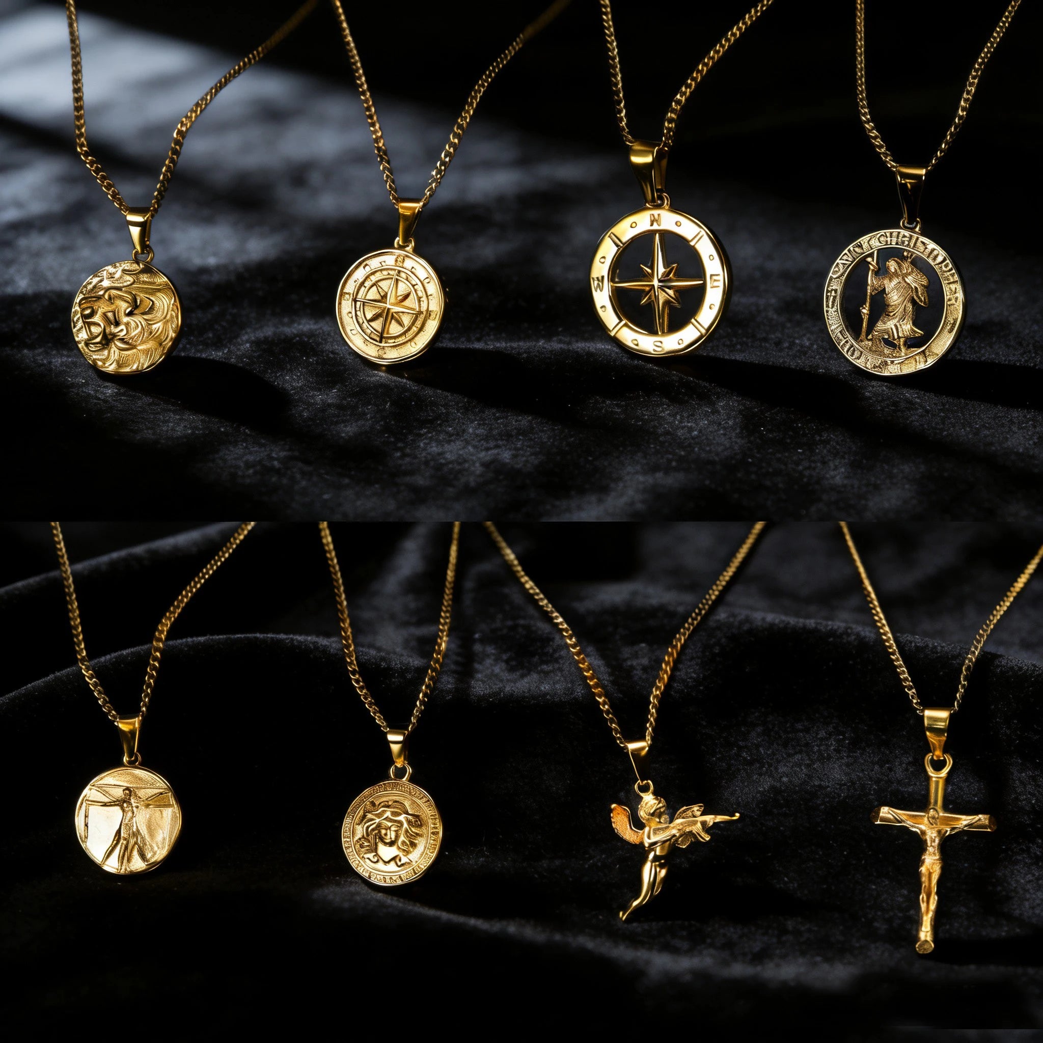 Fashion Jewelry North Star Compass Crucifix Necklace Vintage Christian Religious Stainless Steel Cross Pendant Necklace for Men