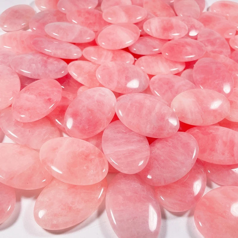 HZ Wholesale Gemstone Natural Rose Quartz Stone Oval Hot Warmer Heat Massage Stones