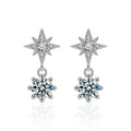 XEZ047 S925 Sterling Silver Moissanite Tassel Earrings Diamond Six-Pointed Star Dangle Drop Earrings for Female Elegant Jewelry