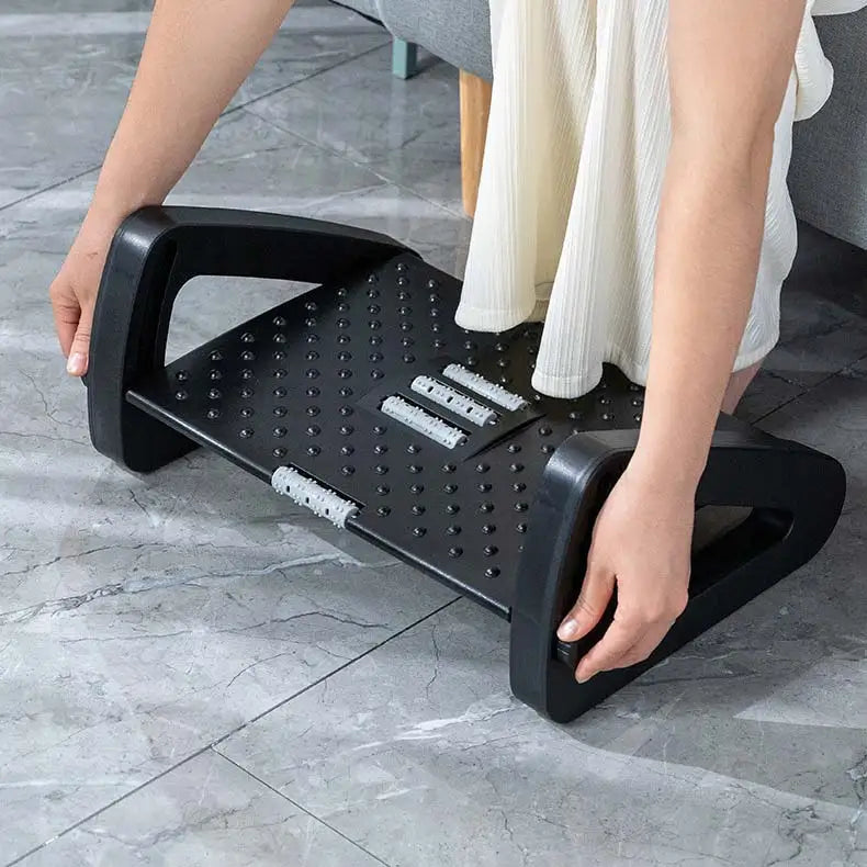 Adjustable Footrest for Under Desk Office Foot Rest with 6 Height Levels Massage Texture and Roller Surface