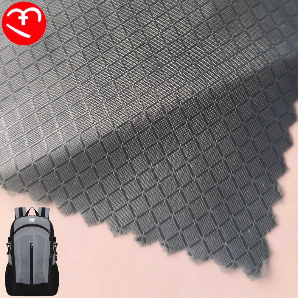 0.3mm Grey Rhombus Lattice 100% Nylon Taffeta Fabric Lightweight Waterproof Breathable Lining Fabric for Clothing Bags Coat