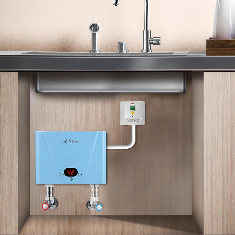 China Manufacturer 4000W Slim Instant Electric Water Heater LED Display Overheating Leakage Protection Hotel Use