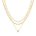 Elegant Golden 3-Layer Link Chain Necklace Set for Women Trendy Shiny Zircon Layered Jewelry Main Brass Perfect Stackable Gift