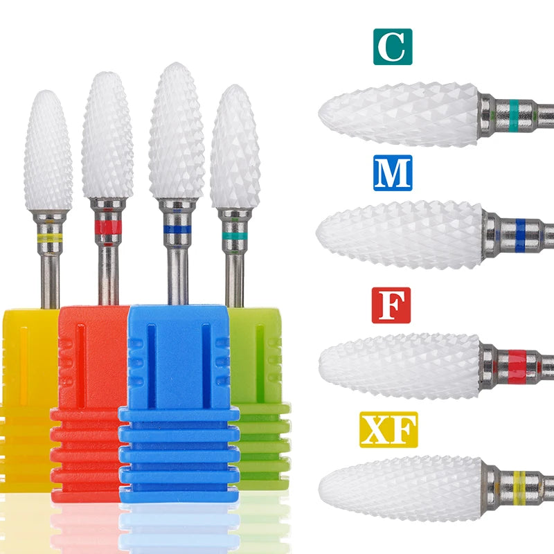 White Ceramic Nail Drill Bits Gel Removal Polishing  2.35mm  for Electric Drill Manicure Machine Accessory Nail Files Art Tools