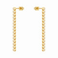 Latest 18K Gold Plated Stainless Steel Jewelry Beaded Stone Long Drop Zircon Stud Earrings Waterproof for Women Earrings E241552