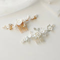 Elegant Floral Hair Comb for Wedding Bridal Ceramic Flower Jewelry Headpiece Makeup Hairstyle Decoration Headdress