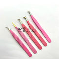 sustainable 90 75 Degree Volume Tweezer Russian Volume Eyelash Extension Tweezers Pink Rose Pink Diamond Grip Eyelash Tools