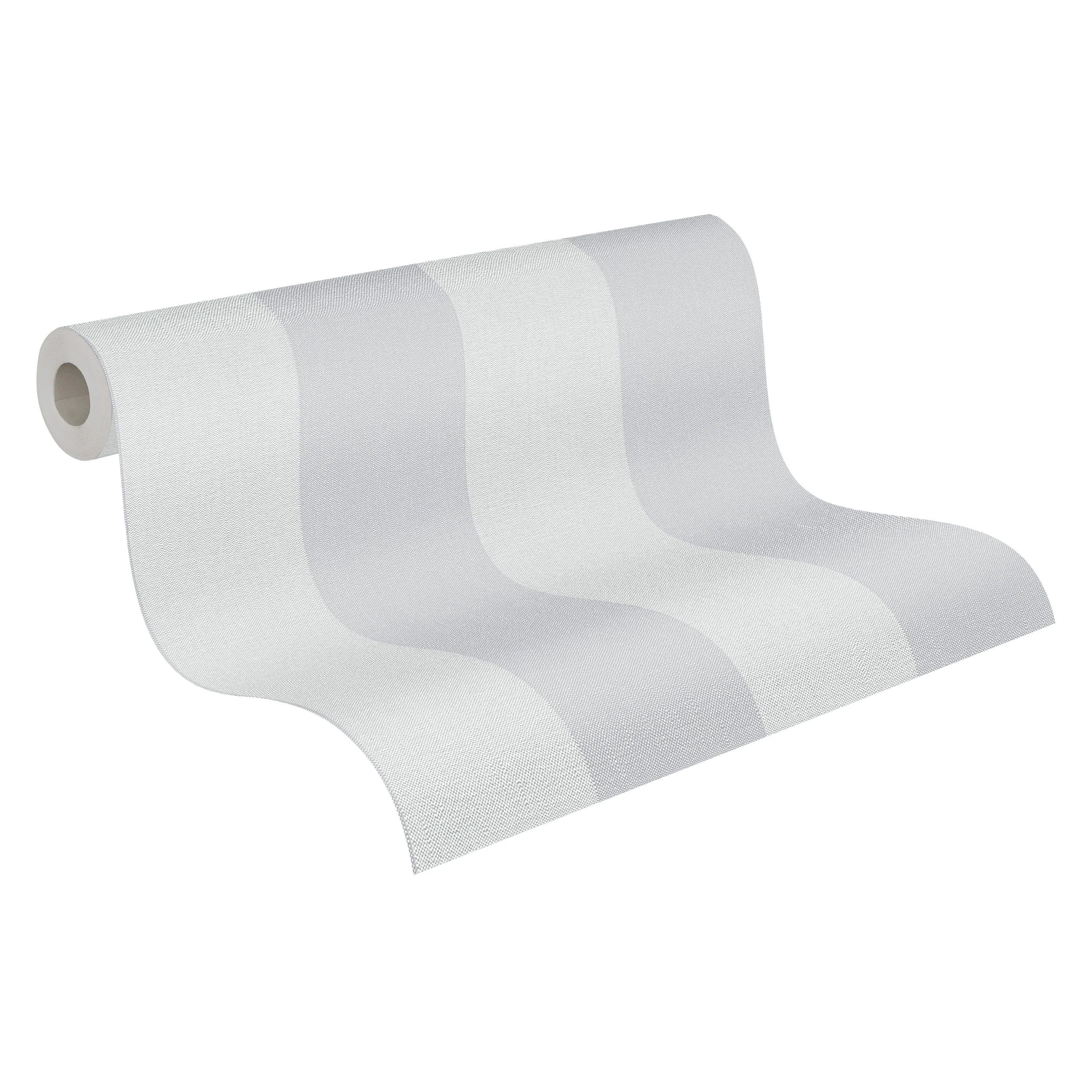 Made in Germany - Wallpaper rolls Stripes Grey White - Non Woven Vinyl - Wallpaper Country House for Walls - 1005 x 053 m