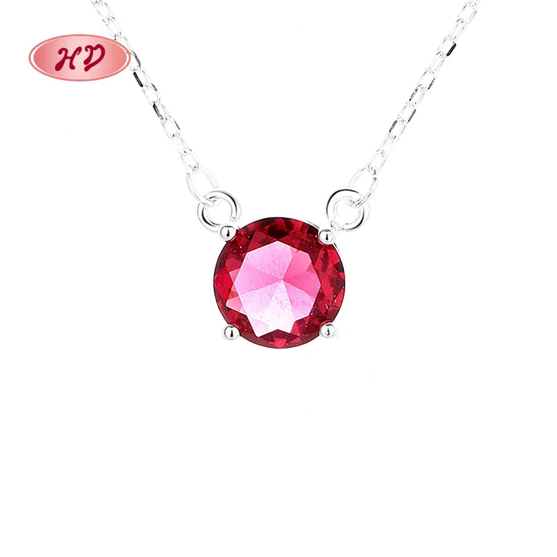 Wholesale Trendy Large Zircon S925 Silver Necklace Stylish Colorful Jewelry Essential Sterling Silver Necklace for Women