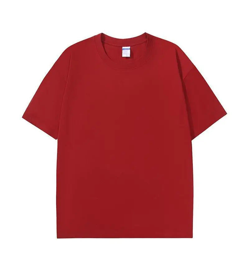 OEM Customized 180 gsm cotton drop shoulder round neck t shirt pure cotton t shirt custom solid color short sleeved mens t shirt