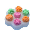 LifeTop 7-Cavity Flower Silicone Mold 3D Rose Peony Fondant Chocolate Mold for Cake Candy Soap Candle Resin and DIY Crafts