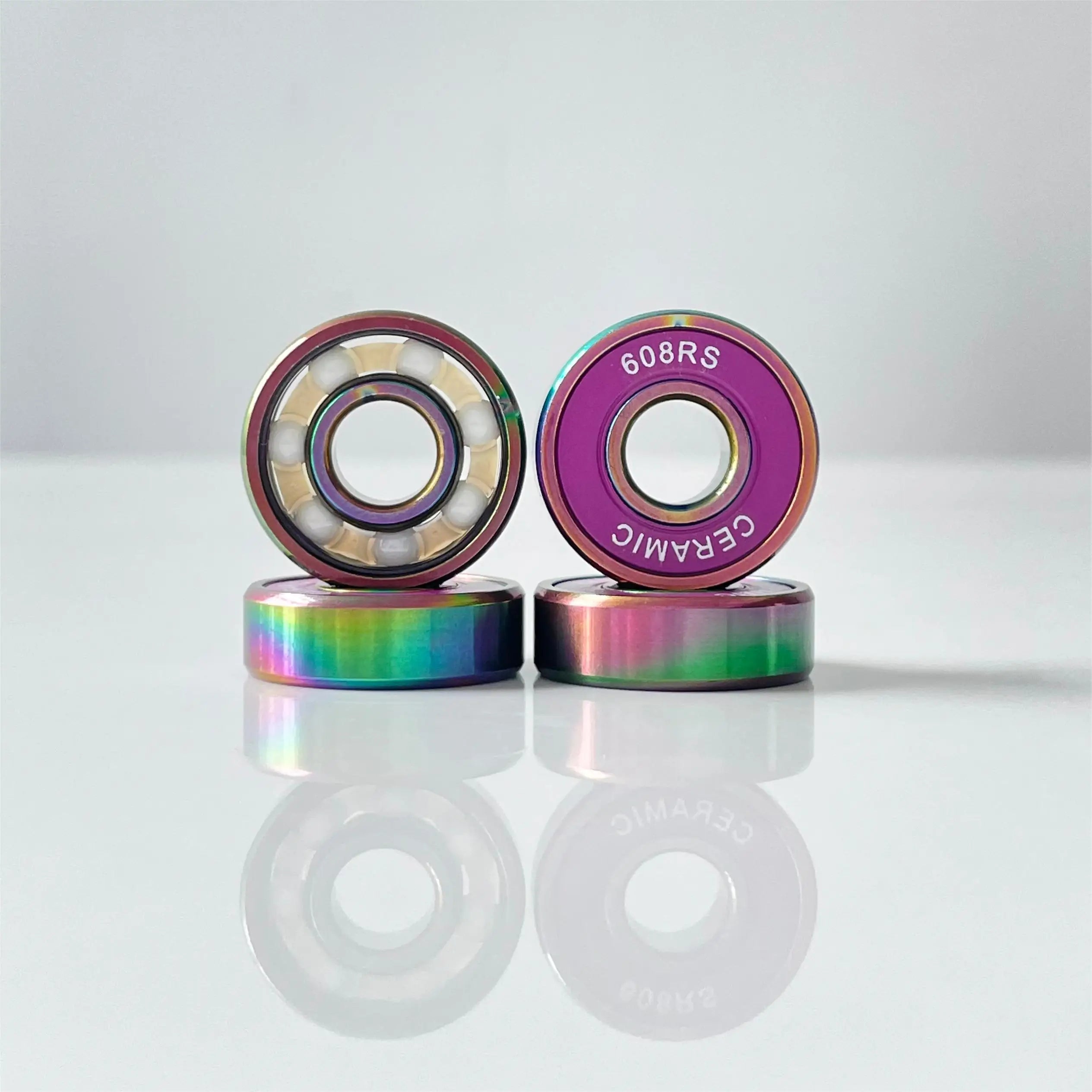 608RS Rainbow Titanium Ceramic Bearing ABEC-11 Speed Cream for Scooter Skateboard Longboard OEM logo High Quality Custom Package