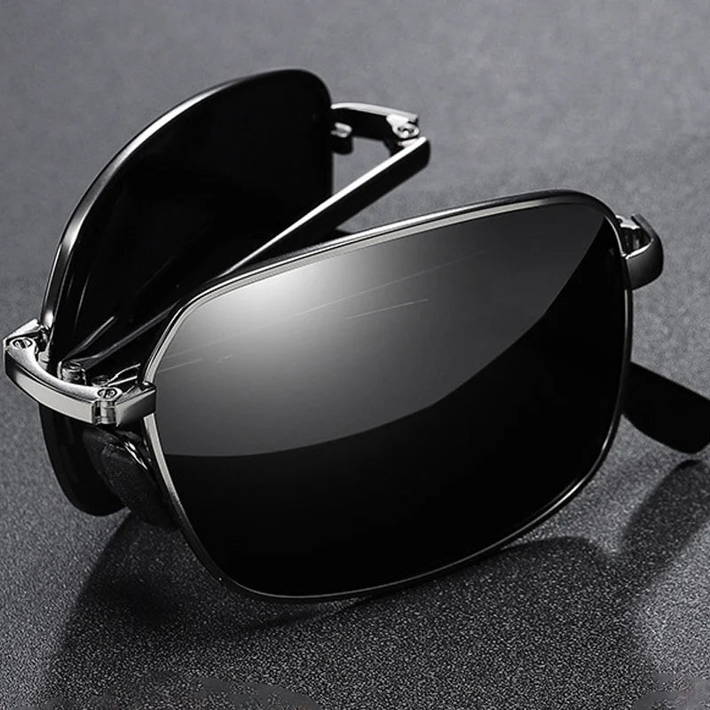 Custom Logo 2025 Fashion Portable Folding Metal Frame Photochromic Sun Glasses UV400 Foldable Polarized Sunglasses for Men