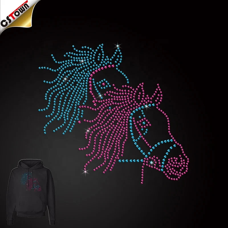 2024 New Arrivals Crystal Rhinestones Hot Transfer Horses Transfer for Rhinestone