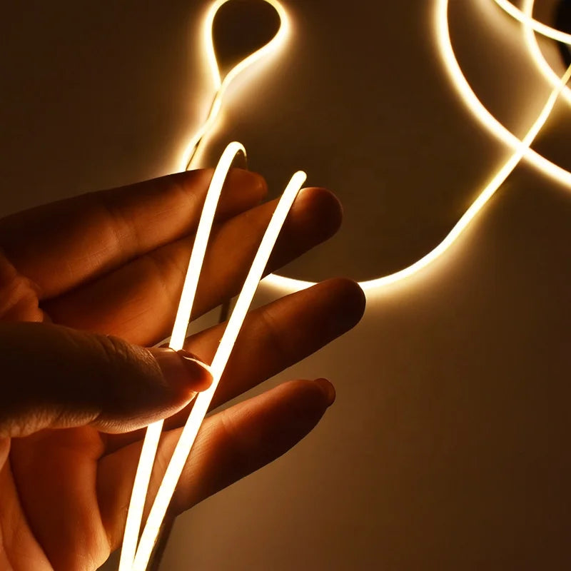 Ultra Slim 0.12 Inch 3mm Mini Size Flexible COB LED Strip Light DC24V Super Narrow COB Light Strips