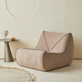 Modern Cream Single Designer Bean Bag Sofa Casual Living Room Bedroom Style with Tofu Block Lazy Feature