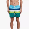 High Customized 100% Polyester Summer Men Swim Shorts Striped Pattern Waterproof Red Color Beachwear Breathable Custom Fashion