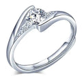 925 Silver Double Layer Curved Wrapped Ring Classic Jewelry for Wedding Engagement or Party Gift