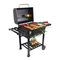 Modern Portable Iron BBQ Grill with XL Trolley Adjustable Height Premium Powder Coated Finish for Outdoor Camping & Home Use