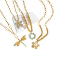 Fenyi Wholesale Jewelry Retro Niche Design Fashion Versatile Stainless Steel Color Oil Drop butterfly Necklace Sweater Chain