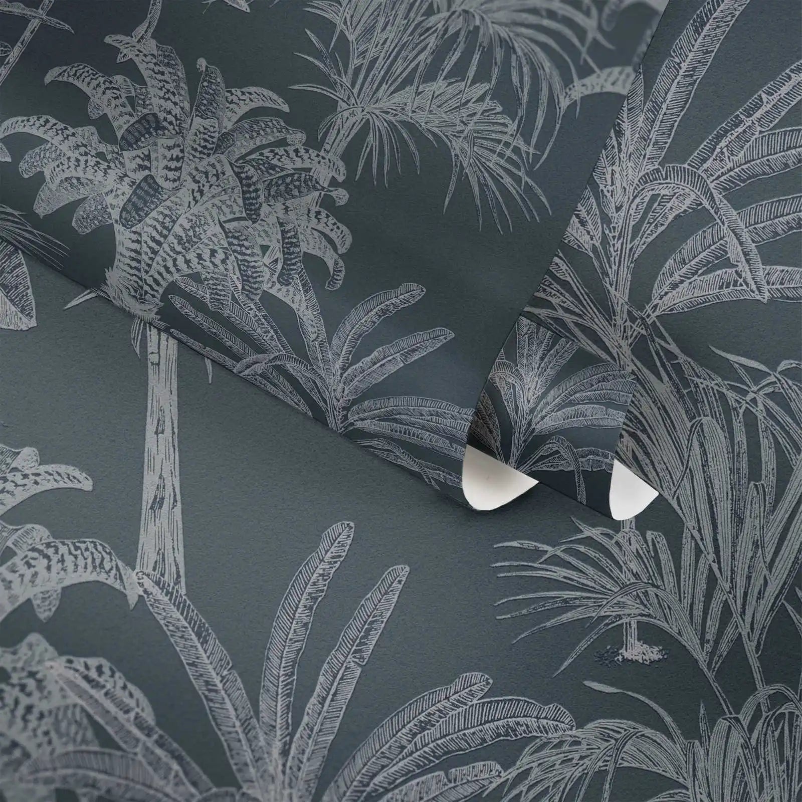 Germany-Made Floral Pattern Vinyl Non Woven Black Grey Hotel Use Wallpaper Rolls 10.05x0.53m Light Wash Living Room Kitchen