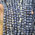 CC1888 Hand Painted Ceramic Blue White Porcelain Beads Chinoiserie Double Happiness Longevity Round Beads for Jewelry Making