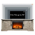 Luxury Vintage Barn Door Decor Tv Console Cabinet Fireplace Tv Stand for 75 Inches with Led Heater Fire Place