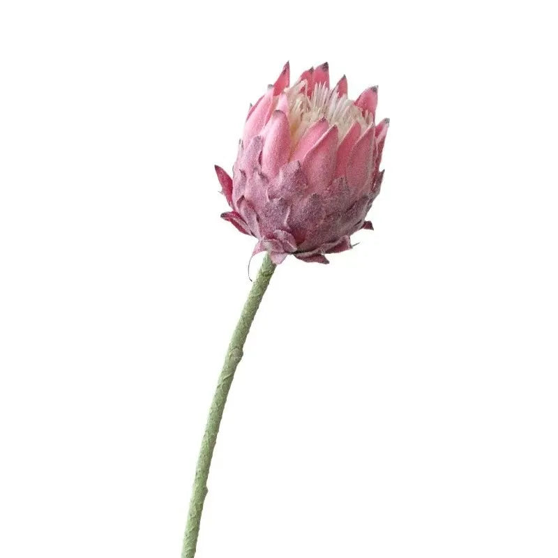 European Single Artificial Emperor Flower Premium Faux Protea Cynaroides Flocked Simulation King Protea Flower