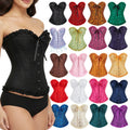 Women Vintage Haut Corset Satin Floral Lace Trim Renaissance Overbust Waist Cincher Slimming Breathable Eco-Friendly Bustier Top