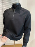 China Bangladesh Factory Price OEM Customized Logo Embroidery Men Stand Collar Half Zip Casual Autumn Winter Pullover Sweatshirt