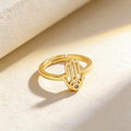 QIKU Europe and America Retro Copper Gold Color Palm Shape Ring Personality Copper Cubic Zircon Opening Couple Jewelry Wholesale
