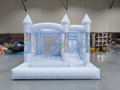 Light Blue Inflatable Castle Bounce House with Slide & Clear Ball Tubes for Kids Party Rentals MegaBDM
