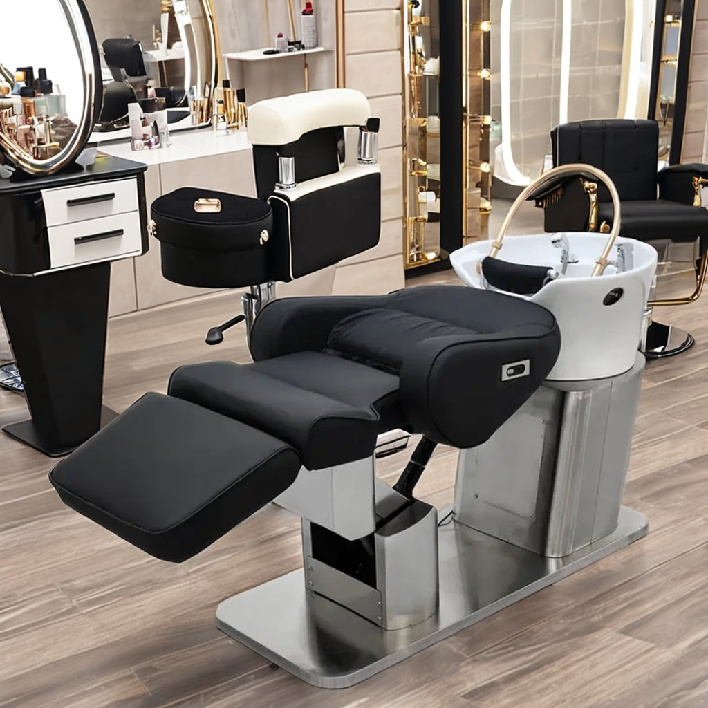 Adjustable Height Metal Shampoo Chair Hair Salon Shampoo Basin Head Spa Chair Luxury Salon Shampoo Chair