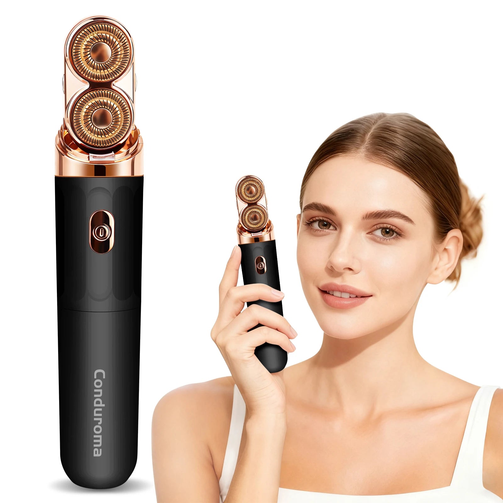 Conduroma New Design Double Head Face Shaver Electric Hair Removal Facial Hair Remover for Women for FaceLip Chin
