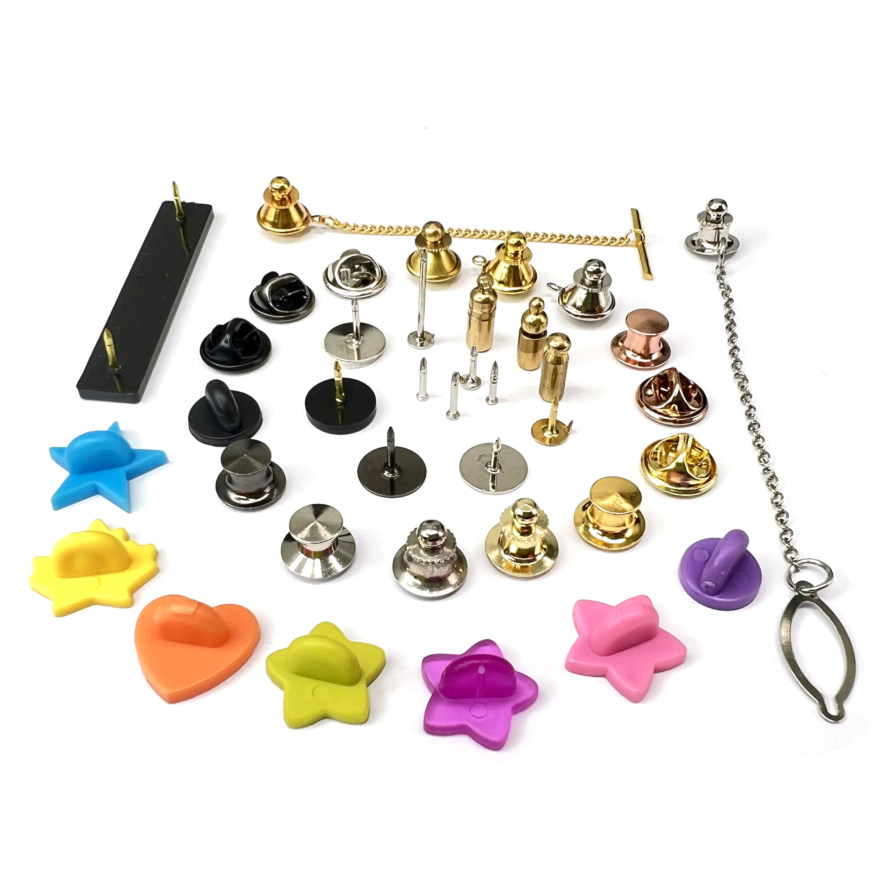 Wholesale Badge Lapel Brass Fastener Tie Tacks Metal Deluxe Clutch Locking Replacement Rubber Butterfly Clutch Pin Backs