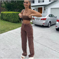 Women's European & American Fashion New Cross-Border Cargo Pocket Paneled Casual Loose Mid-Rise Denim Pants