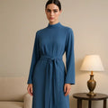 YXD067 Winter Long Dress with Waist Pleat Design Winter Modest Fashion Customizable High-end Eid Factory Price Wholesale