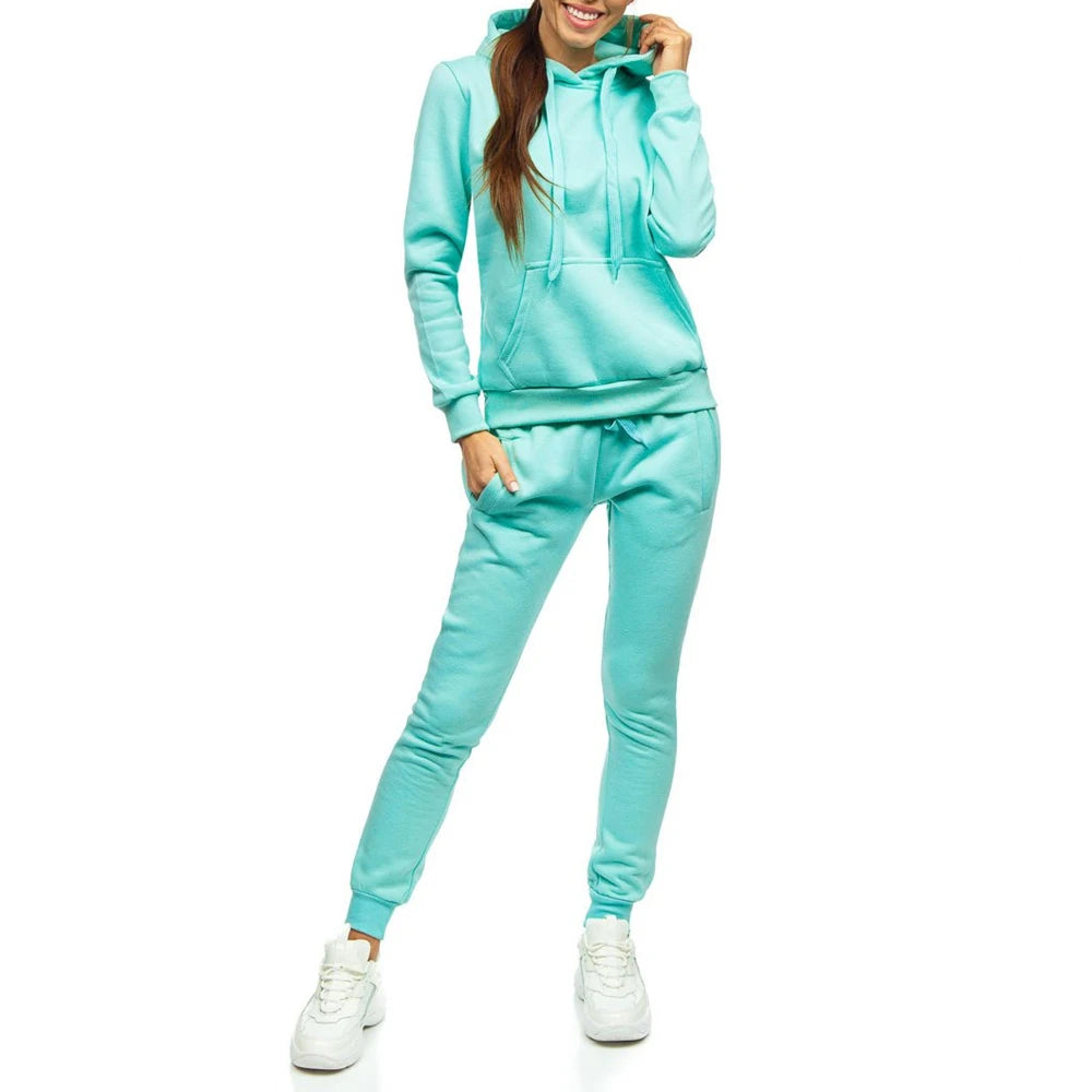 Custom Logo Tech Wear Jogging Suit Blank Cropped Hoodie Set Lounge Women Tracksuit 2 Two Piece Set for Women Jogger Sweatpants